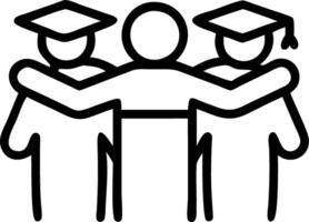 Group of graduates hugging in plain garden copy space on right Set A vector