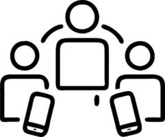 Group of diverse people collaborating with digital tablets outdoors with copy space vector