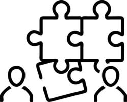 Group of colleagues solving puzzle pieces outdoors during team building copy space on right Set 2 vector