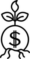 Green dollar sign growing roots into the earth and copy space Set A vector