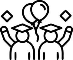 Graduates celebrating with balloons in bokeh digital art background copy space on top vector
