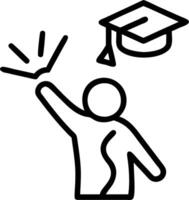 Graduate tossing cap in air during sunset copy space on top vector