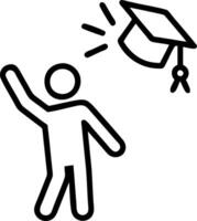 Graduate throwing cap with friends in candid moment copy space on right vector