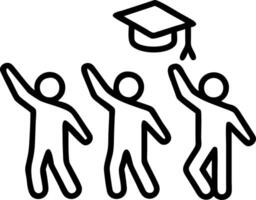 Graduate throwing cap with friends in festive environment copy space on right vector