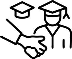 Graduate shaking hands with faculty member in formal ceremony copy space on left vector