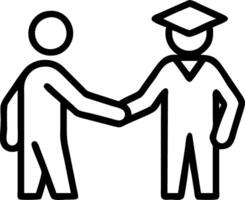 Graduate shaking hands with mentor in formal setting copy space on right vector