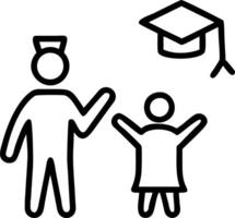 Graduate receiving diploma from family member in formal setting copy space on right vector