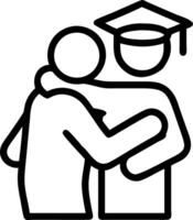 Graduate hugging family members after ceremony copy space on right Set A vector