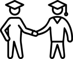 Graduate and mentor shaking hands in ceremony copy space on left Set A vector