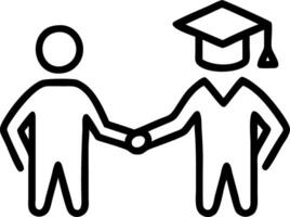 Graduate and mentor shaking hands in reality tech setting copy space on left Set A vector