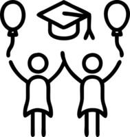 Graduate and friends celebrating with balloons in outdoor setting copy space on left Set A vector