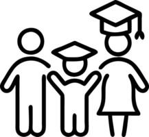 Graduate and family members smiling at outdoor celebration copy space on right Set A vector