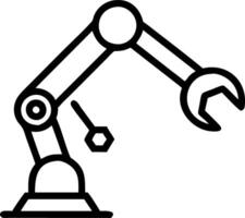 Glossy robot arm with wrench against plain white background Set A vector