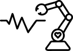 Glossy robot arm with heart monitor against dark surface Set A vector
