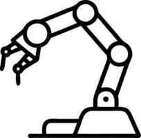 Glossy robot arm with mechanical gripper against dark background Set A vector