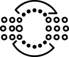 Glossy black background with colorful holographic circles representing tech advancements vector