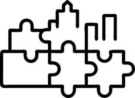 Glossy background with transparent puzzle pieces over cityscape copy space on bottom vector