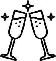 Glossy background with champagne flutes and sparkling confetti copy space below. Set A vector