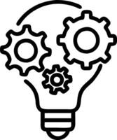 Gears and cogs forming a light bulb shape with soft glow Set A vector