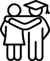 Friends hugging graduate after ceremony in candid moment copy space on left Set A vector