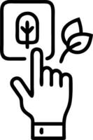 Futuristic close up of a hand using a touch screen with green energy icons leaving space for text Set A vector