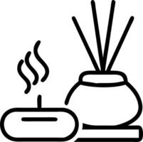 Floating meditation cushion and incense vector
