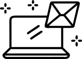 Floating first job offer envelope and laptop vector
