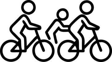 Family riding bicycles on a city street with a plain background copy space on top vector