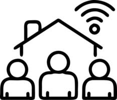 Family interacting with smart home devices and copy space Set A vector