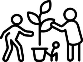 Family gardening together in the backyard with a glossy background copy space on left vector