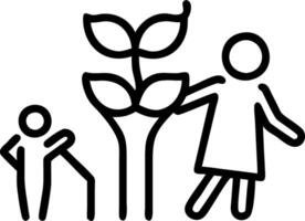 Family gardening together on soft abstract background copy space on left vector