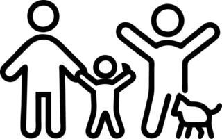 Family enjoying a day at home with pets playing plain background copy space on left vector