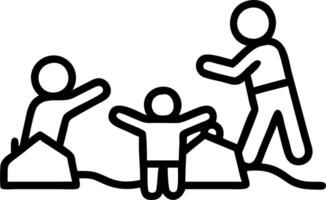 Family building sandcastles on soft abstract background copy space on left vector
