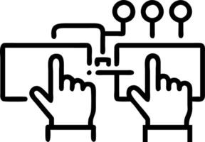 Factory workers using touchscreens to control equipment Set A vector