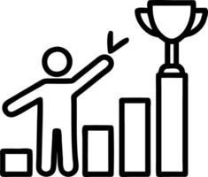 Entrepreneur raising trophy in front of bar graph Set A vector
