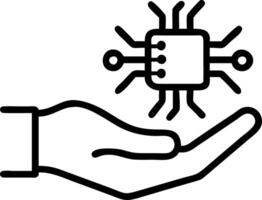 Engineers hand holding a microchip with green circuitry Set 2 vector