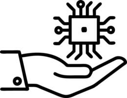 Engineers hand holding a microchip with green circuitry Set A vector