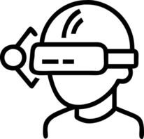 Engineer wearing AR glasses adjusting machine settings Set A vector