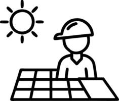 Engineer inspecting solar panels on factory roof Set A vector