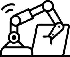 Engineer monitoring robotic arm via tablet Set A vector