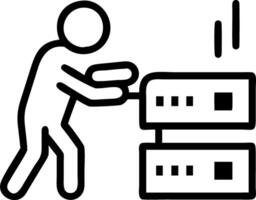 Engineer installing security hardware on city servers with copy space Set A vector