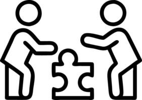 Employees working together on interactive puzzle in open office copy space on left vector