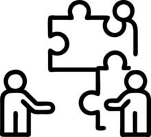 Employees working together to solve puzzle in modern office copy space on right vector