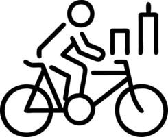 Employees biking to work with cityscape background and copy space Set A vector