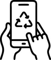 Employee using recycling app on smartphone showcasing digital innovation Set A vector