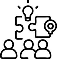 Employees collaborating on complex puzzle with bokeh digital art background copy space on right vector