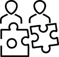Employees enjoying puzzle solving with soft abstract digital background copy space on left vector