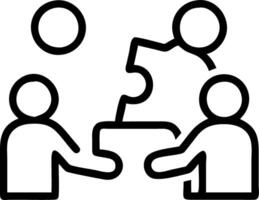 Employees collaborating on puzzle solving with soft abstract digital background copy space on right vector