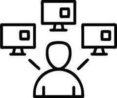 Employee struggling with multiple screens Set A vector