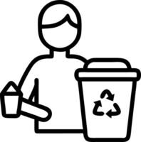 Employee using compostable container in breakroom with recycling signage Set A vector